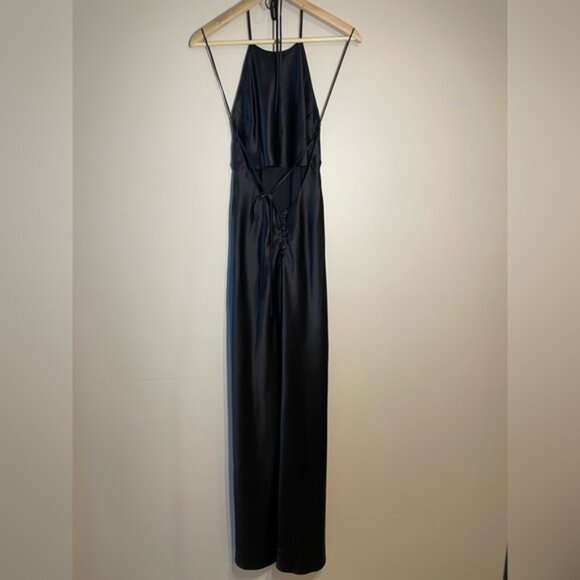 NEW Reformation Jeany Silk Long Dress Backless Formal Wedding Black | Size XS - Picture 7 of 10